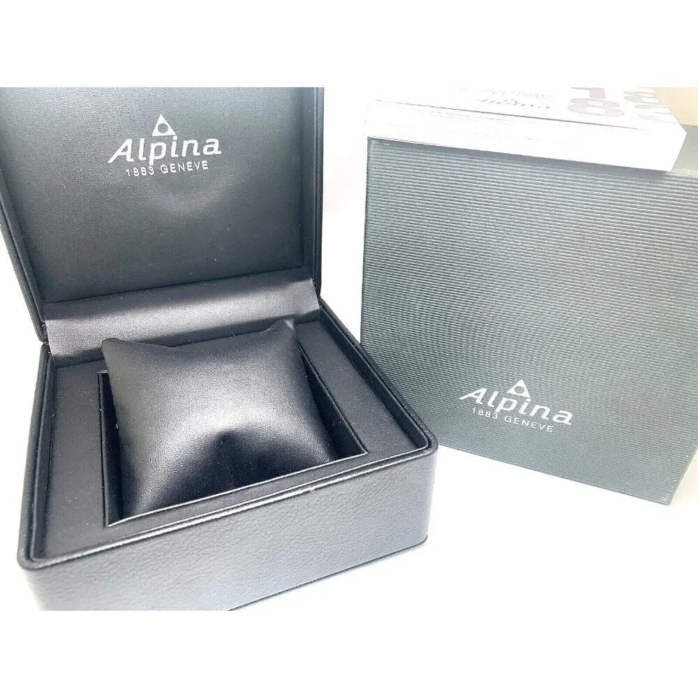 Alpina Watch Box Presentation Black Cardboard Case Display Empty With Booklet